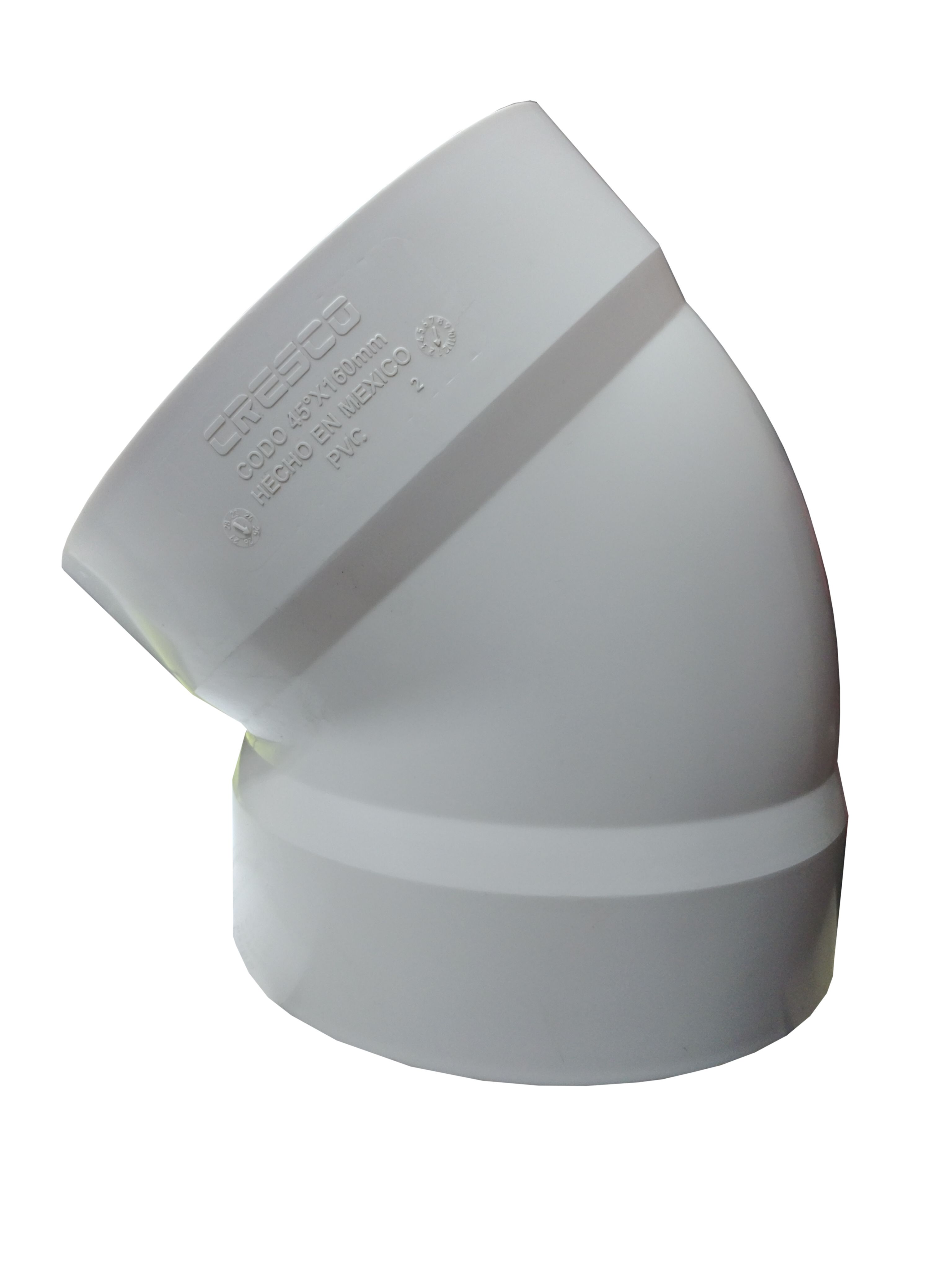 CODO DE PVC SANITARIO DE 6" X 45° MARCA CRESCO